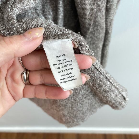 Barefoot Dreams | Womens Open Front CozyChic Lite Circle Cardigan Sand Tan Beige - Picture 6 of 9